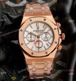 Knockoff Audemars Piguet Royal Oak Rose Gold Chronograph White Dial Watches 42mm